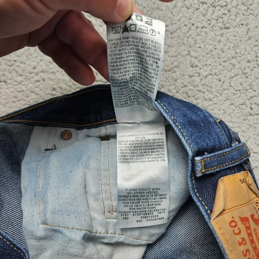 Levis 501 Jeans Mens 38x29 Blue Original Fit Straight Buttonfly Rigid Workwear